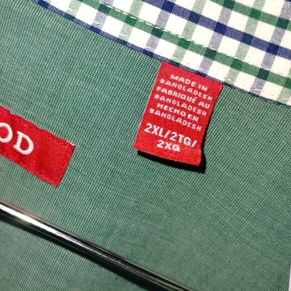 Izod Shirt Mens 2XL Green Button Collar Front Business Work Casual Preppy - Picture 9 of 10